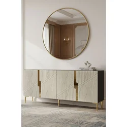 Hanah Home komoda Evva 150, 125 cm, antracit / travertin / zlatna
