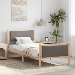 vidaXL Konstrukcija postelje z vzglavjem Taupe 90 x 190 cm blago