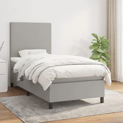 Vidaxl Box spring postelja z vzmetnico svetlo siva 80x200 cm blago