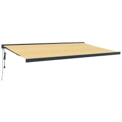 Tenda na uvlačenje žuto-bijela 5 x 3 m od tkanine i aluminija