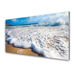 tulup.si Steklena slika Plaža sea sand narava 125x50 cm 2 obešalnika