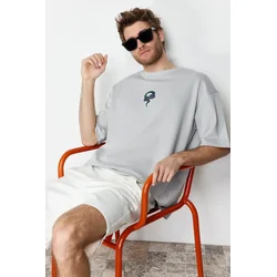 Trendyol Muška majica Tmnss24Ts00018, Siva