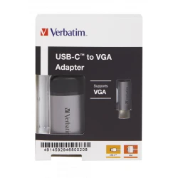 Verbatim 49145 video cable adapter 0.01 m USB C VGA (D-Sub) Black,Silver