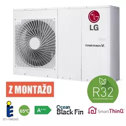 LG toplotna črpalka zrak/voda z montažo brez bojlerja Therma V Monoblok HM091M.U43, 9kW