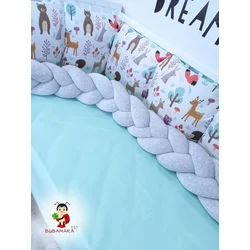 Bubamara037 Pletenica za krevetac, Trostruka, 120cm, Svetlosiva