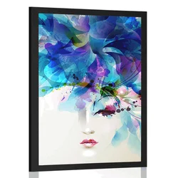 Plakat modni ženski obraz z abstraktnimi elementi - 40x60 white