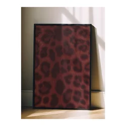 WallXpert uramljena slika 115237, leopard šara u bordo i crnoj boji, 50 x 70 cm, crni ram