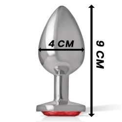 ALu anal plug red glass L