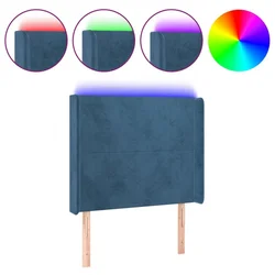 Vidaxl LED posteljno vzglavje temno modro 103x16x118/128 cm žamet