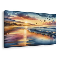 Slika plaža ob sončnem zahodu - 30x20