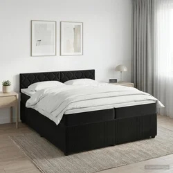 vidaXL Postelja boxspring z vzmetnico Črna 200 x 200 cm Žamet