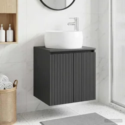 Umivaonik s policom Crna 49,5 x 44,5 x 66 cm Konstruirano drvo