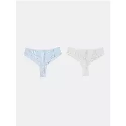 Sinsay - String sa dekorativnom čipkom 2 pack - svetlo plava