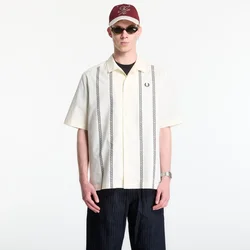 Srajca Fred Perry Placement Print Revere Shirt Ecru M