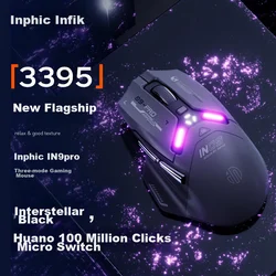 Inphic Bežični miš, 2.4GHz, Bluetooth, USB, Crno-sivi