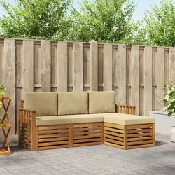 Set vanjskih sofa s jastukom 4 pcs Prirodna i bež