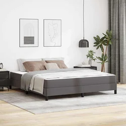 vidaXL Konstrukcija postelje z vzmetnico Siva 180 x 200 cm blago
