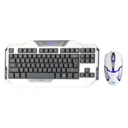 E-blue Auroza, keyboard set with optical gaming mouse, US, game, wire (USB), white (PC)