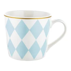 Florina geometrijski diamantni porcelanasti vrček 400 ml moder