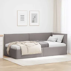 vidaXL Kotna postelja z vzglavjem Taupe 90 x 200 cm blago