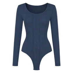 cfab Oblikovanje postave Longsleeve Bodysuit Sculpting Shapewear with String mornarska