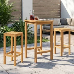 Vanjski bar set 3 pcs Neprerađeno Čvrsto teak drvo