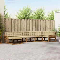 Set vanjskih sofa s jastukom 7 pcs Prirodna i bež
