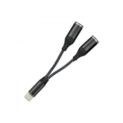 SX-08 Adapter za slušalice, Type C, 2 x 3.5mm, Crni