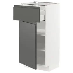 METOD / MAXIMERA Podni element s fiokom/vratima, bela/Voxtorp tamnosiva, 40x37 cm