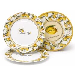 Desertni krožniki, komplet dveh desertnih krožnikov, 19 cm, porcelan, limone