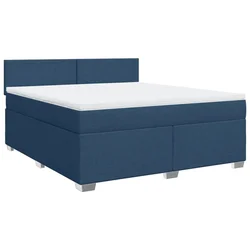 Vidaxl Box spring postelja z vzmetnico modra 180x200 cm blago