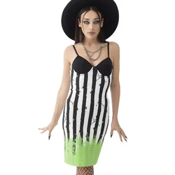 Ženska obleka KILLSTAR - Beetlejuice - Distressed Stripe - KSRA012108