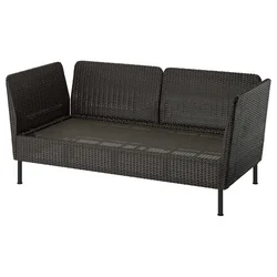 VITTSKÄR Modularna sofa dvosed, rukohvati napolju/plastični ratan tamnosiva