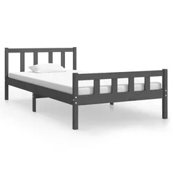 Vidaxl Posteljni okvir siv iz trdnega lesa 100x200 cm