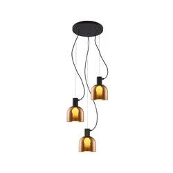 Klausen 113009 - Luster na sajli FIRE 3xE27/9W/230V braon/crna