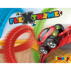 Flexibilná autodráha Flextrem Discovery Set Smoby 184 dielov dráhy a 440 cm dlhá s elektronickým svietiacim autom od 4 rokov SM180902
