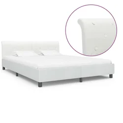 Vidaxl Posteljni okvir belo umetno usnje 180x200 cm