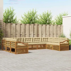 Set vanjskih sofa 9 pcs Prirodna i bež Čvrsto drvo akacije