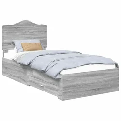 Vidaxl Konstrukcija postelje Siva Sonoma 90 x 200 cm Konstruiran les