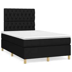 vidaXL Box spring postelja z vzmetnico črna 120x190 cm blago