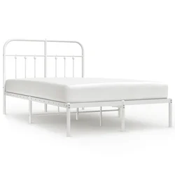 Vidaxl Kovinski posteljni okvir z vzglavjem bel 120x200 cm