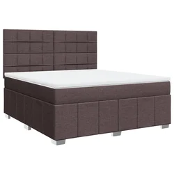 Vidaxl Box spring postelja z vzmetnico temno rjava 180x200 cm blago
