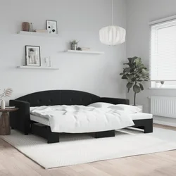 Vidaxl Izvlečna dnevna postelja črna 90x200 cm žamet