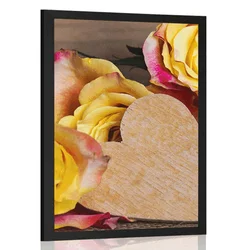 Plakat valentinove rumene vrtnice - 30x45 silver
