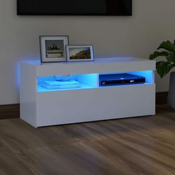 TV ormarić s LED svjetlima bijeli 90 x 35 x 40 cm