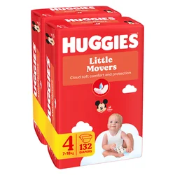 Huggies Pelene Little Movers, Otvorene, Duo Pack (4), 7-18kg, 132 komada