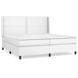 Vidaxl Box spring postelja z vzmetnico bela 200x200 cm umetno usnje