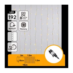 Aigostar - LED spoljni božićni lanac 192xLED/8 funkcija 4,5x1,2m IP44 topla bela