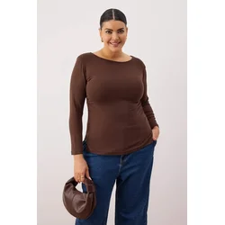 Trendyol Curve Ženska bluza Tbbaw26Af00108, Braon
