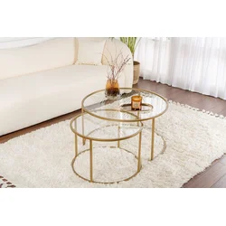Hanah Home Klub sto-set Aurum, 80x80x43cm, 2 komada, Zlatne boje